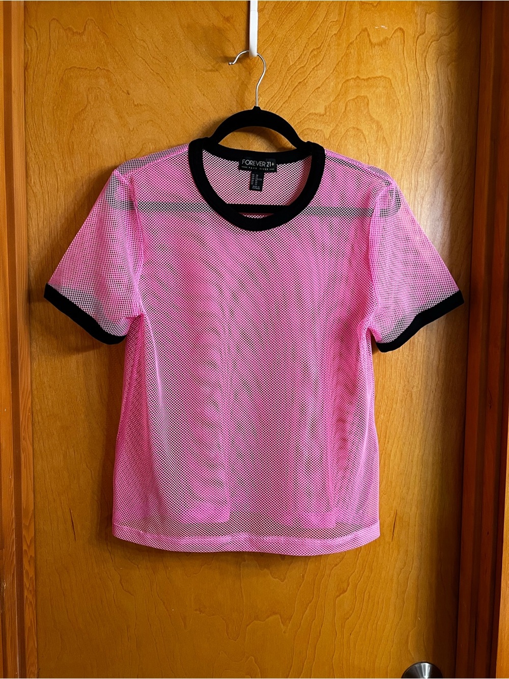 Forever 21+ Pink Mesh Tee with Black Trim